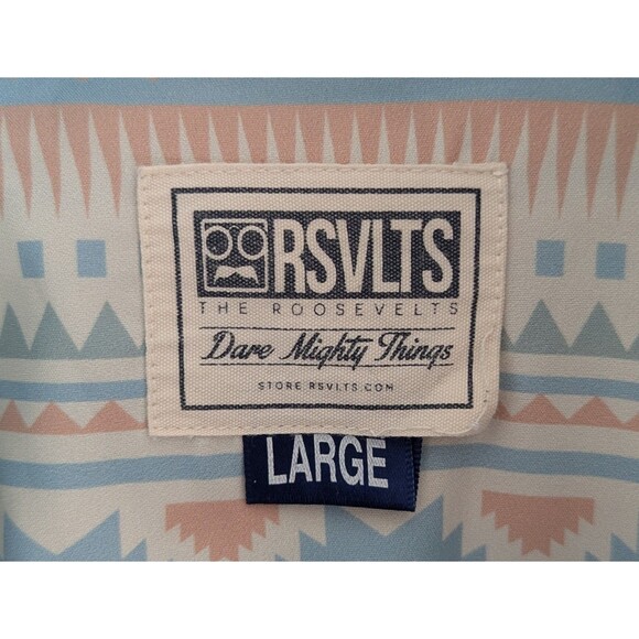 RSVLTS Aztec Pastel Down Down Shirt Men's Size Large Roosevelts Short Sleeve Top - Picture 2 of 6